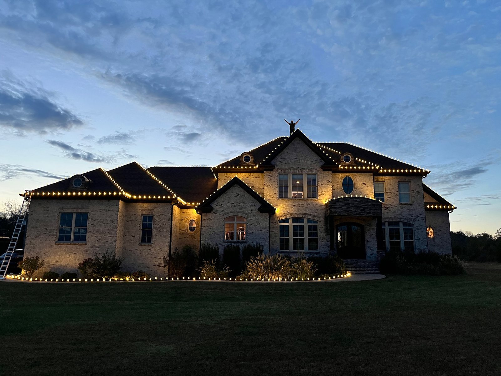 Lit pathway and ground stake lighting example